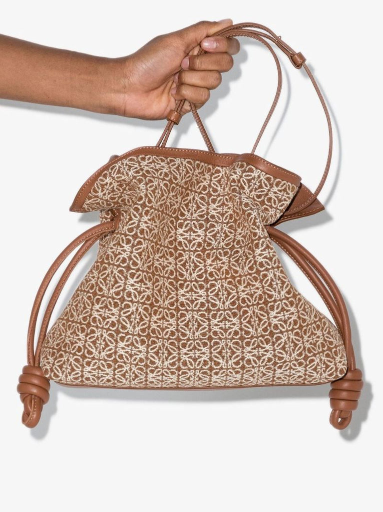 Brown Flamenco Anagram Jacquard Clutch Bag