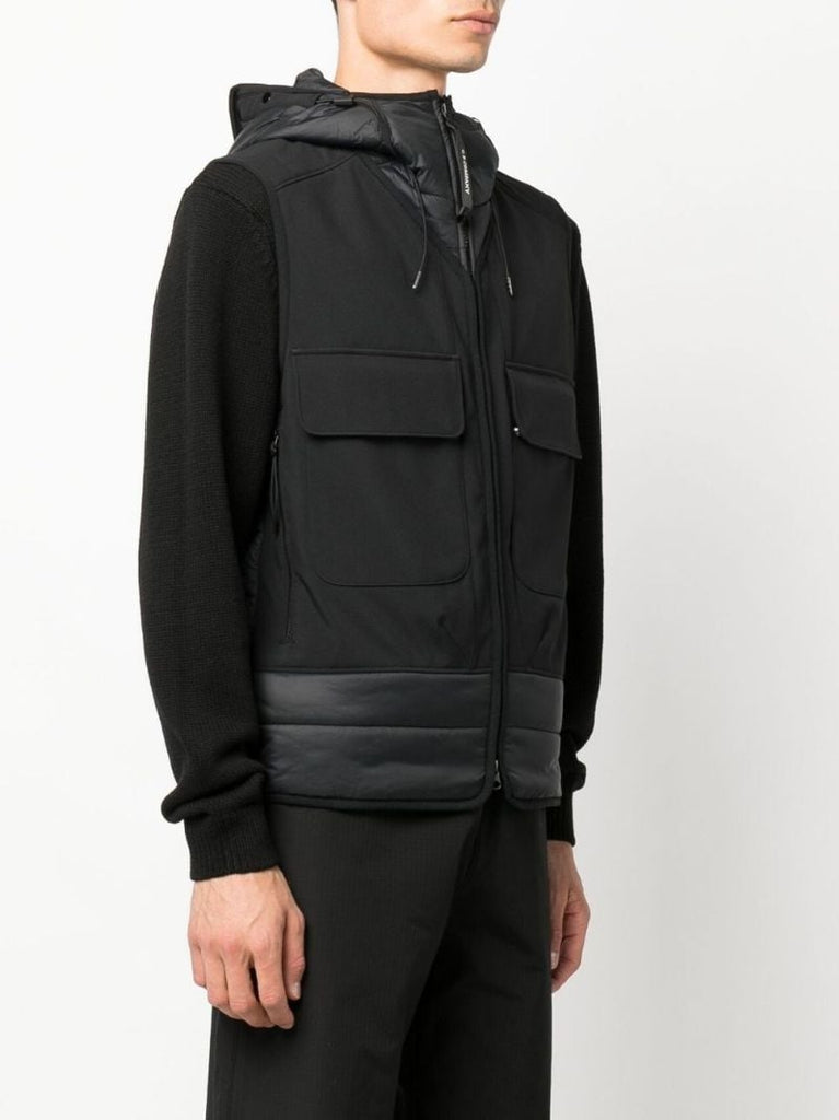 Black Shell Panelled Goggle Gilet