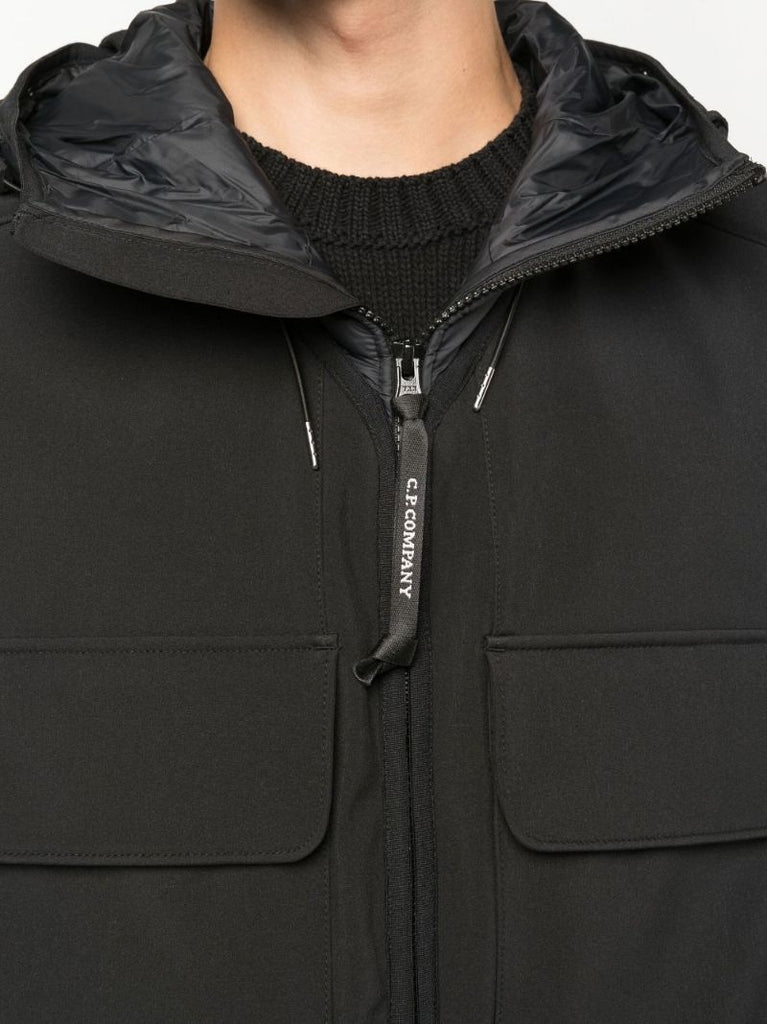Black Shell Panelled Goggle Gilet