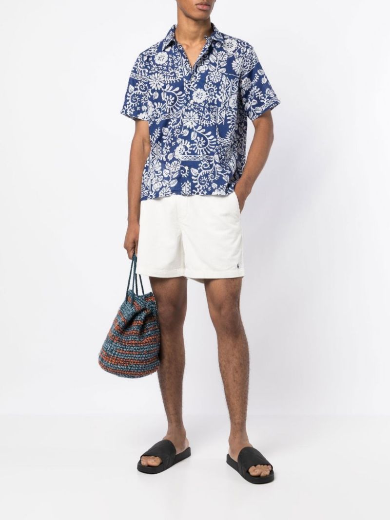 Blue Floral Print Cotton Shirt