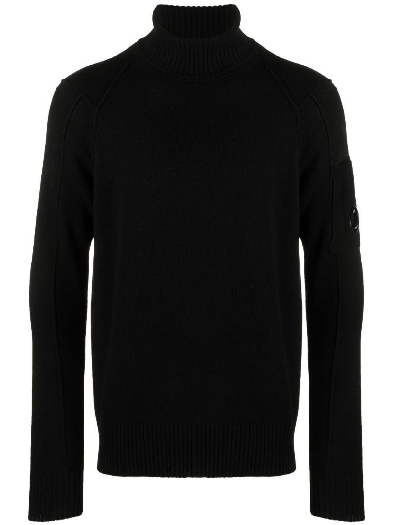 Black Roll Neck Wool Sweater