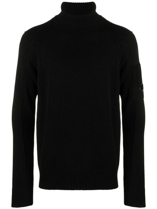 Black Roll Neck Wool Sweater