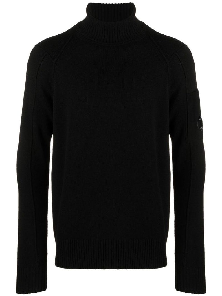 Black Roll Neck Wool Sweater