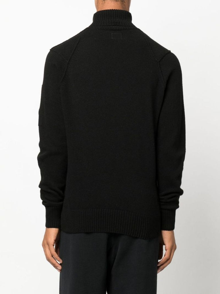 Black Roll Neck Wool Sweater