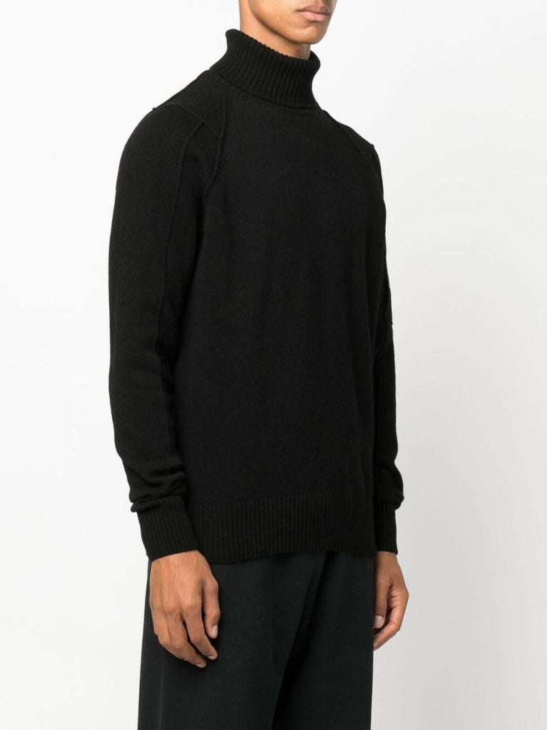 Black Roll Neck Wool Sweater