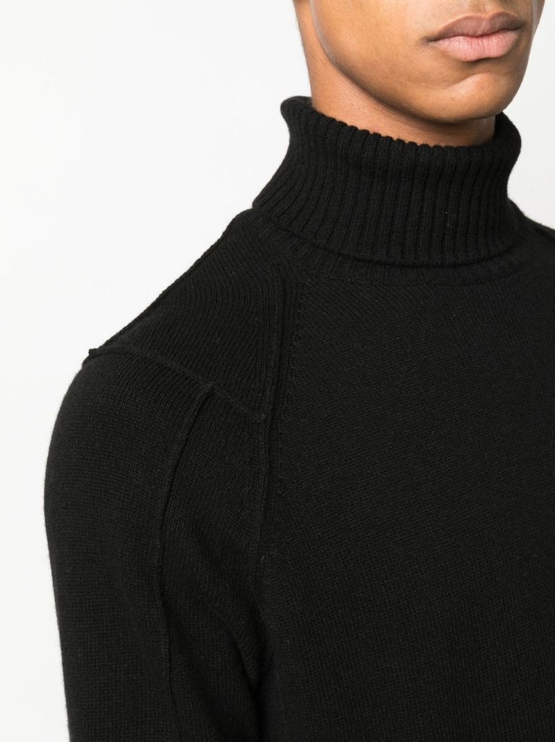 Black Roll Neck Wool Sweater