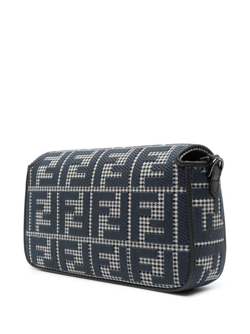 Black Houndstooth Pattern Baguette Bag