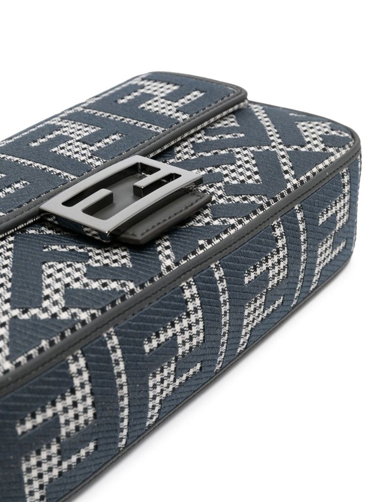 Black Houndstooth Pattern Baguette Bag