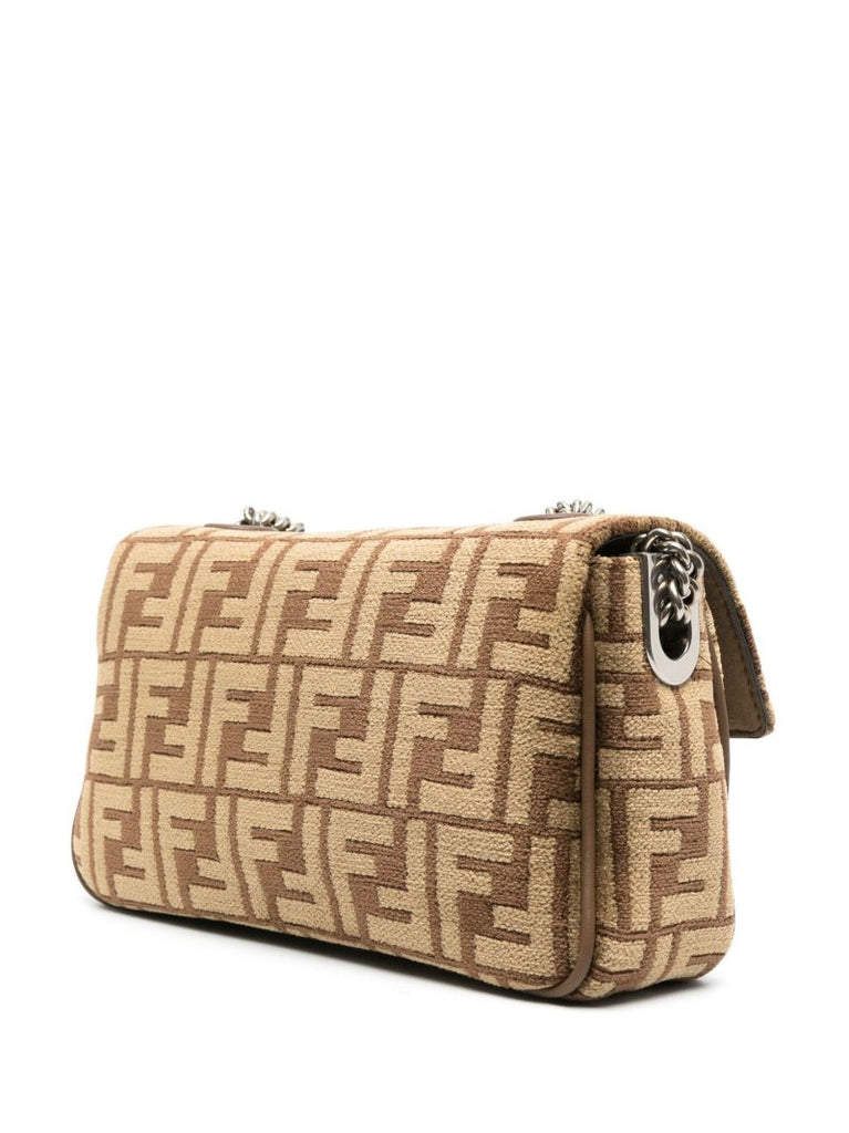 Brown Baguette Chain Medium Leather Shoulder Bag