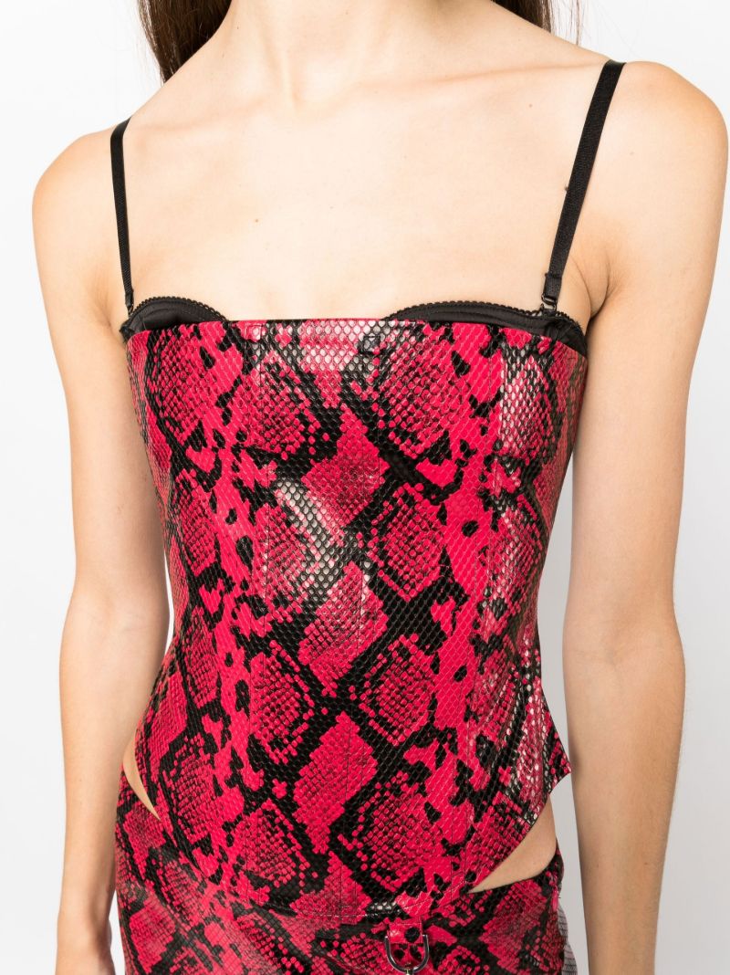 Red Chuck Snake-effect Corset Top