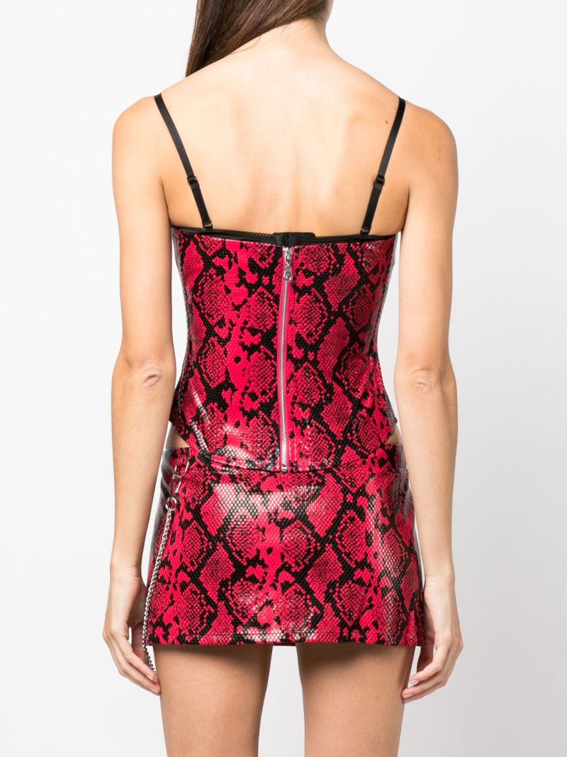 Red Chuck Snake-effect Corset Top