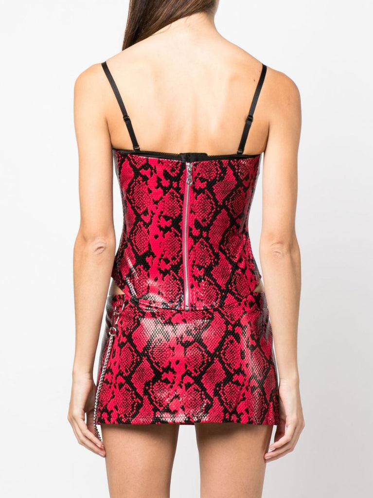 Red Chuck Snake-effect Corset Top