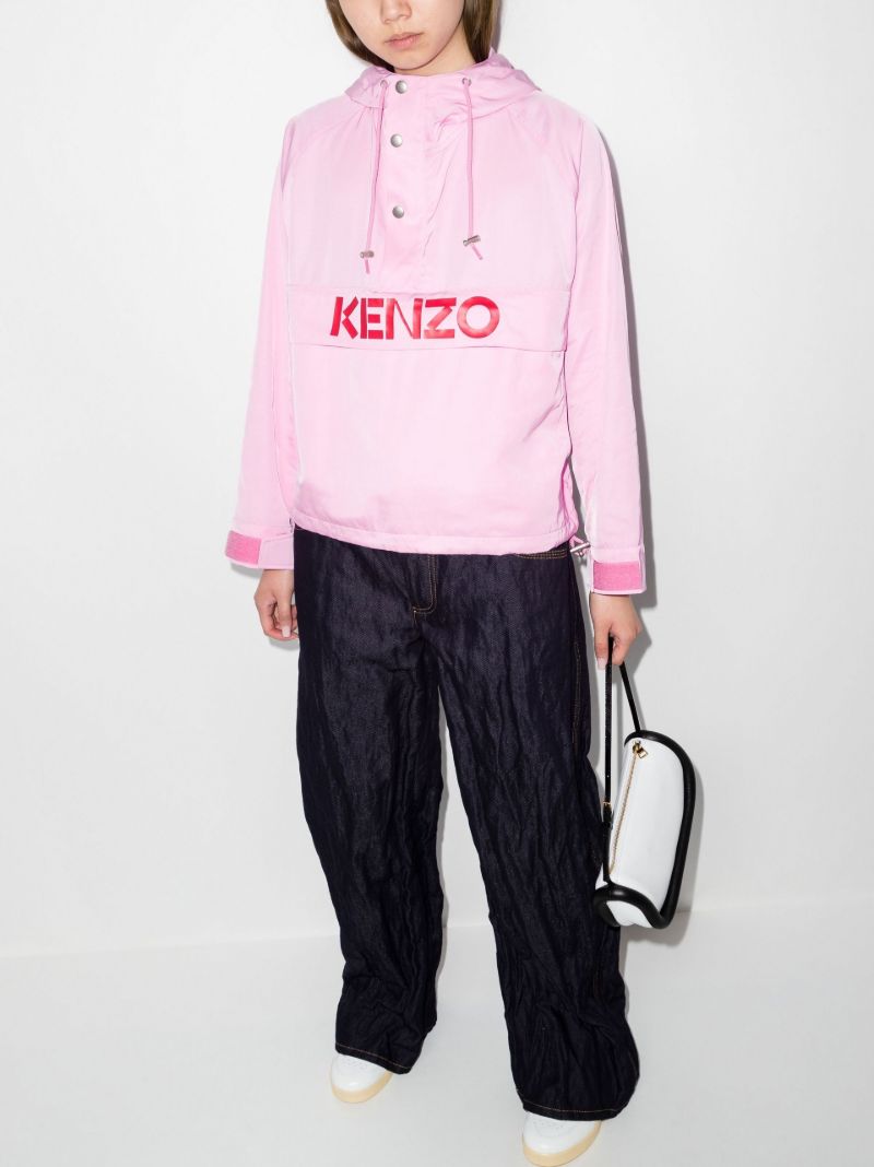 Pink Logo Print Windbreaker