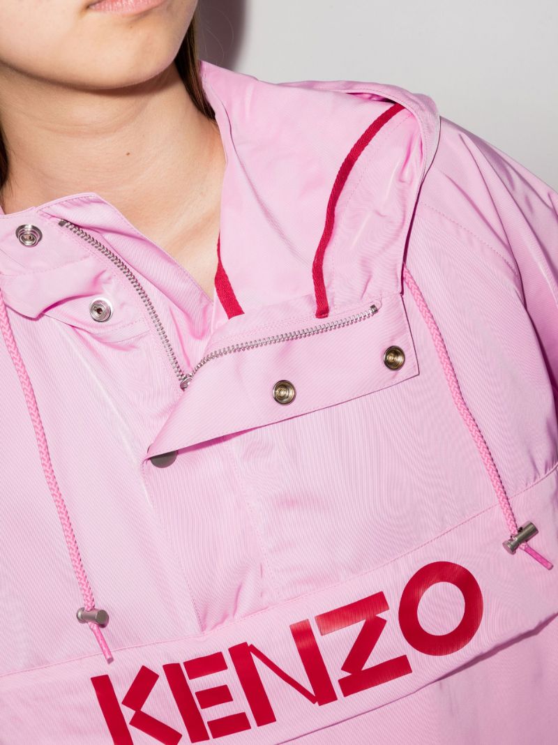 Pink Logo Print Windbreaker