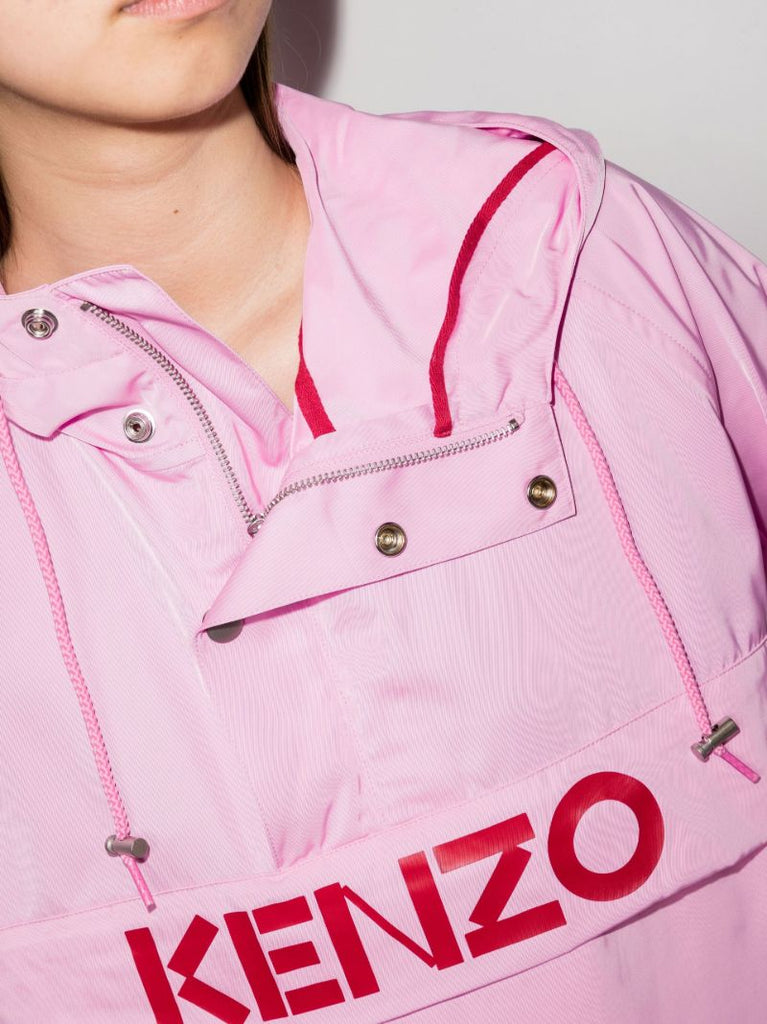 Pink Logo Print Windbreaker