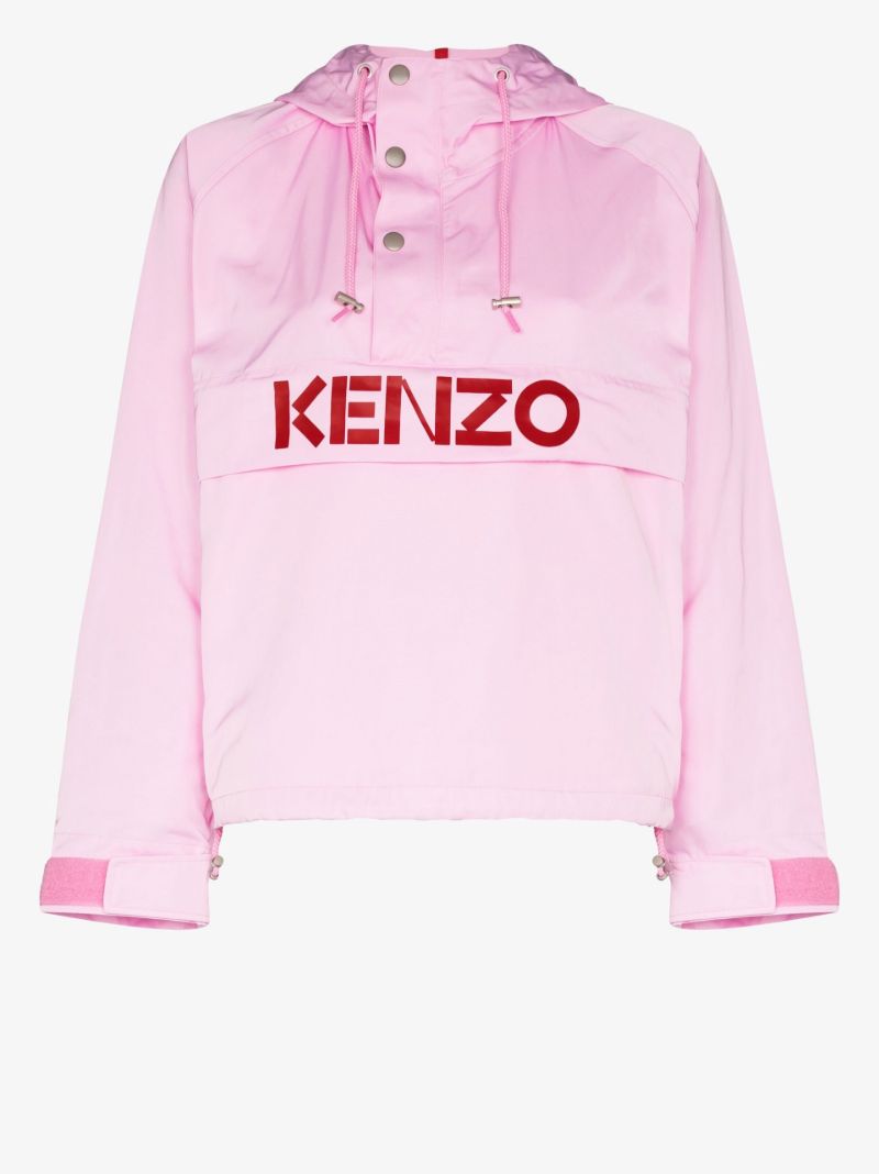 Pink Logo Print Windbreaker