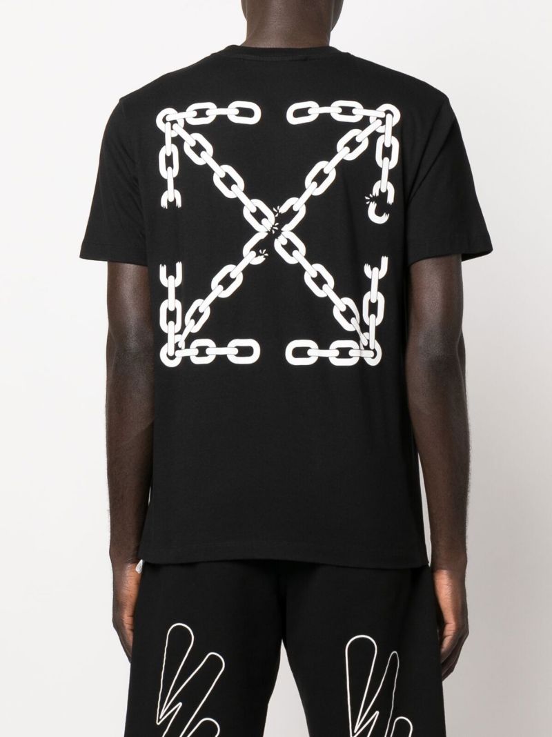 Black Chain Arrows Motif Cotton T-shirt