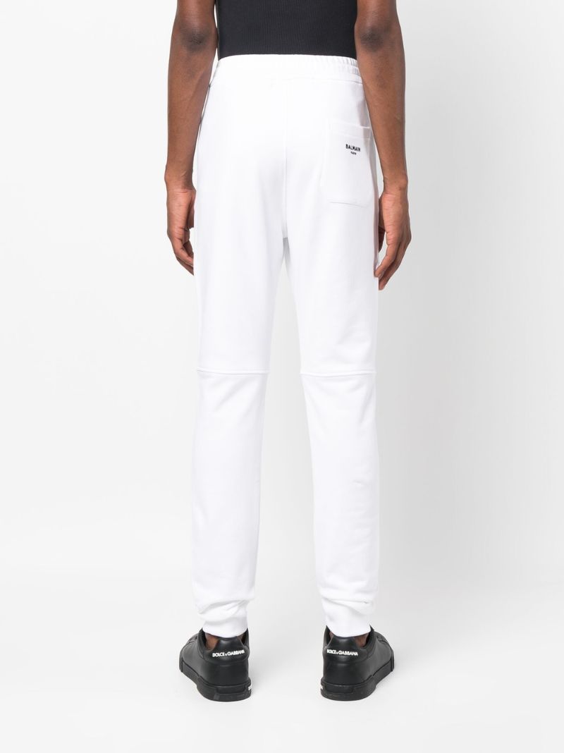 White Logo Cotton Track Pants