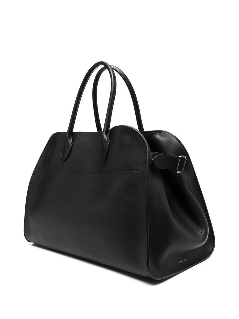 Black Soft Margaux 15 Leather Tote Bag