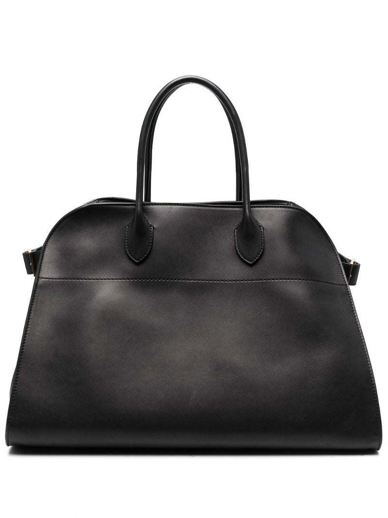 Black Soft Margaux 15 Leather Tote Bag
