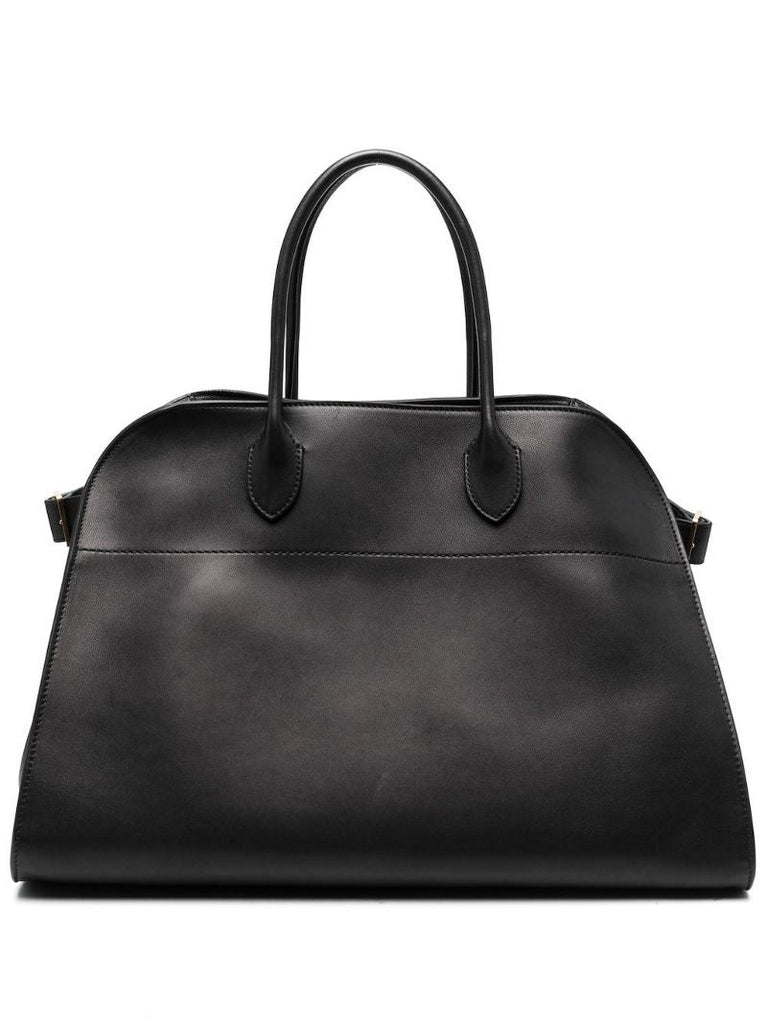 Black Soft Margaux 15 Leather Tote Bag