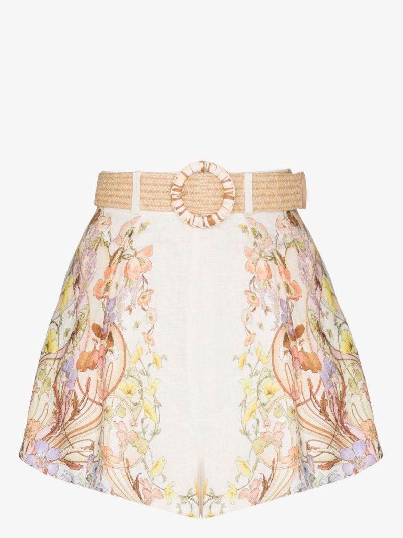 Ivory Jeannie Tuck Belted Floral Print Shorts