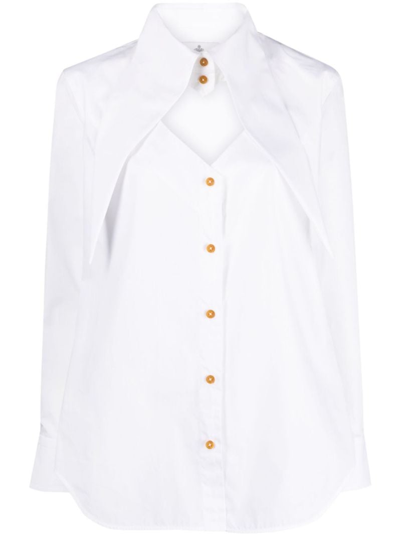 White Heart Cut-out Cotton Shirt