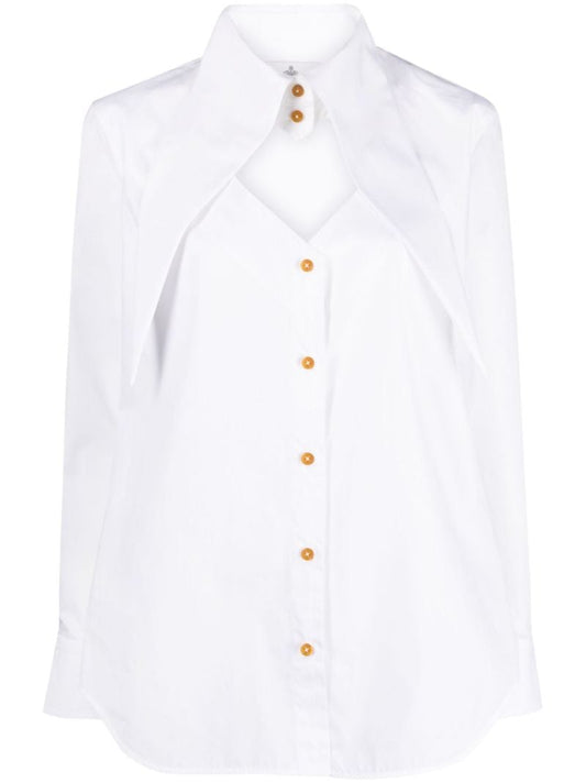White Heart Cut-out Cotton Shirt
