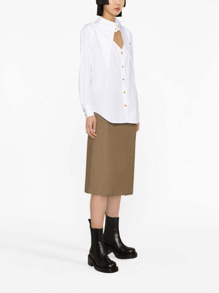 White Heart Cut-out Cotton Shirt