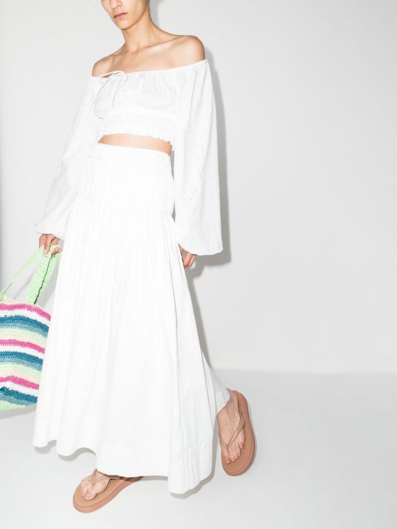 White Embroidered Cropped Blouse
