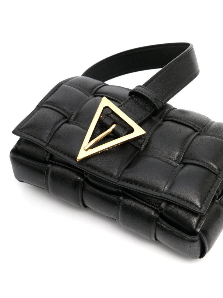 Black Small Padded Cassette Leather Cross Body Bag