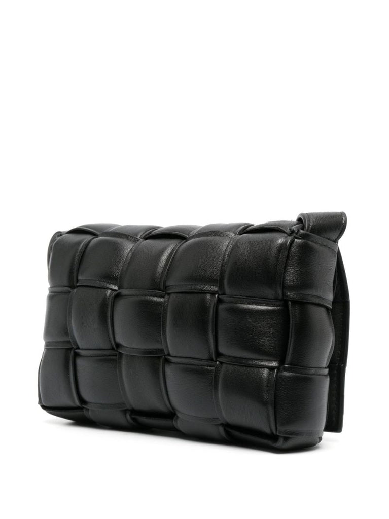 Black Small Padded Cassette Leather Cross Body Bag