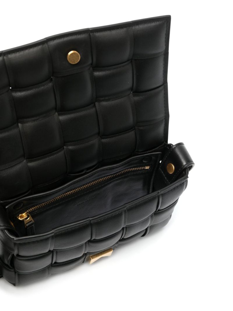 Black Small Padded Cassette Leather Cross Body Bag