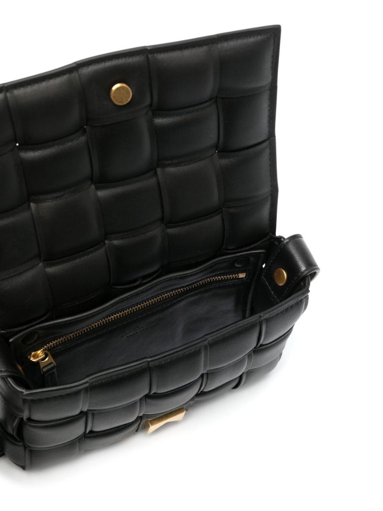 Black Small Padded Cassette Leather Cross Body Bag