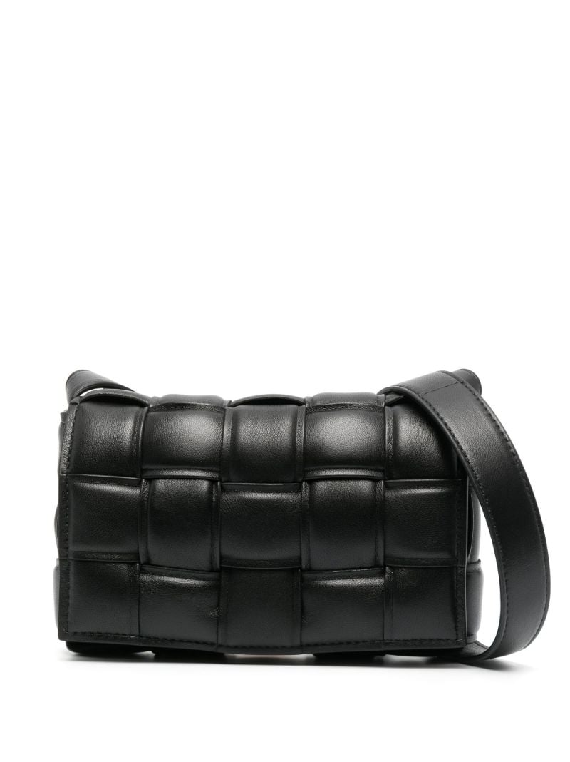 Black Small Padded Cassette Leather Cross Body Bag