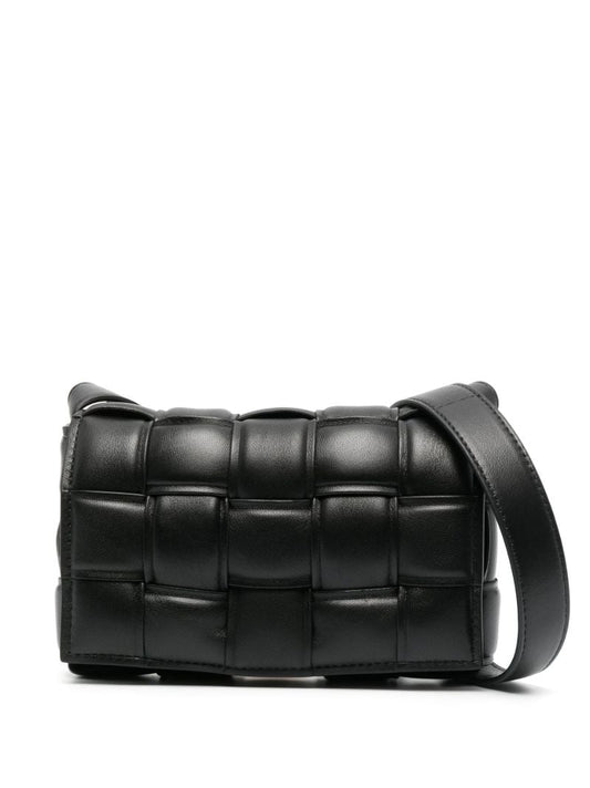Black Small Padded Cassette Leather Cross Body Bag