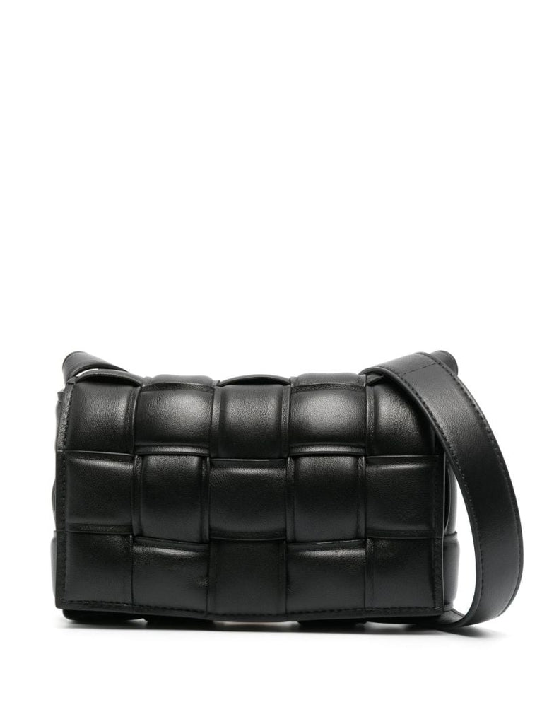 Black Small Padded Cassette Leather Cross Body Bag