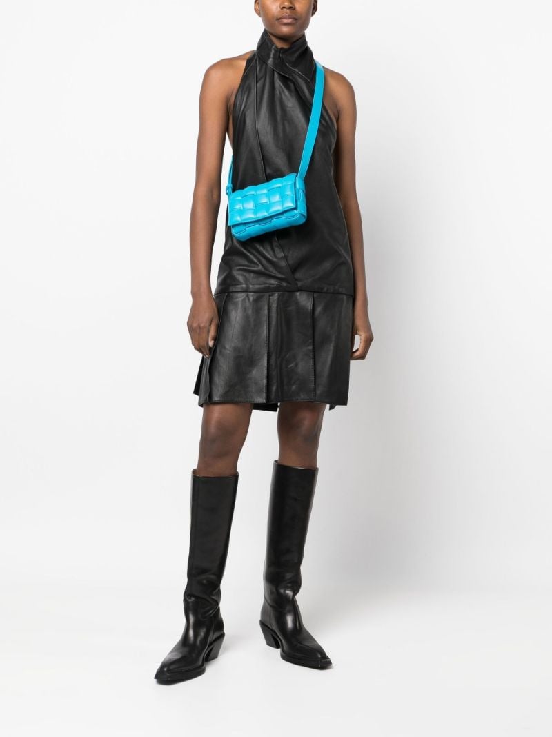 Blue Small Padded Cassette Leather Cross Body Bag