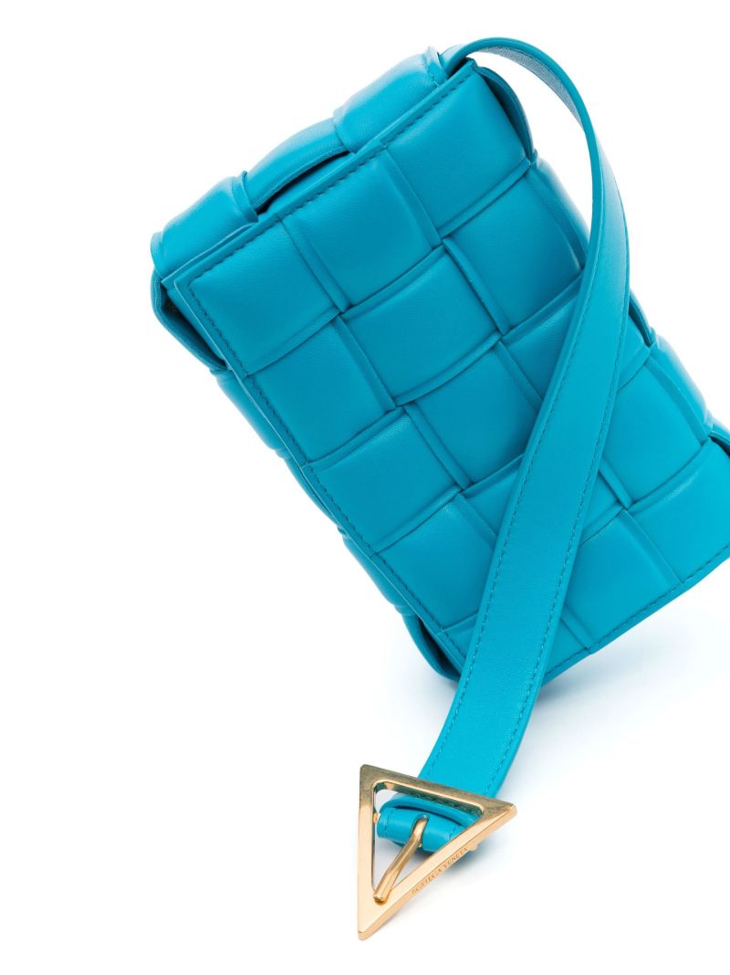 Blue Small Padded Cassette Leather Cross Body Bag