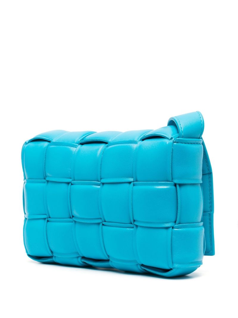 Blue Small Padded Cassette Leather Cross Body Bag