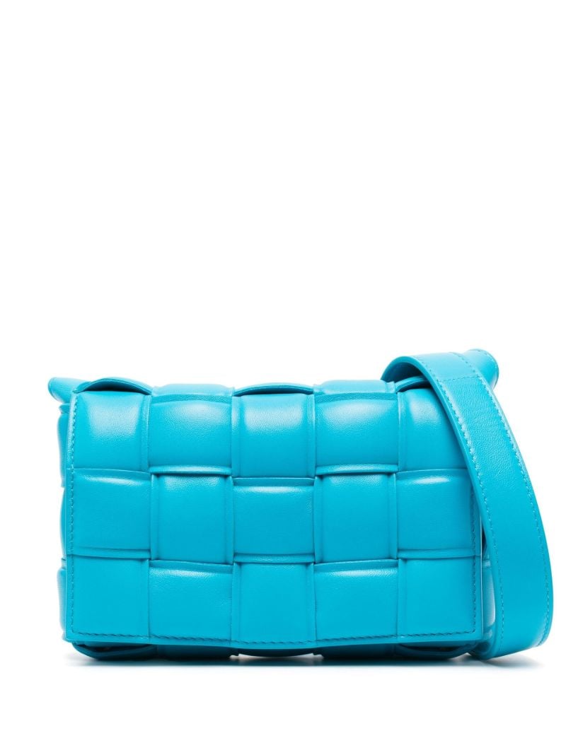 Blue Small Padded Cassette Leather Cross Body Bag