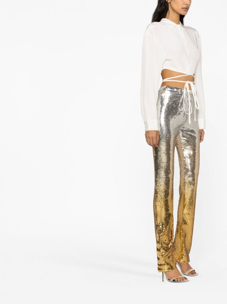 Gold-tone Sequin Embellished Trousers