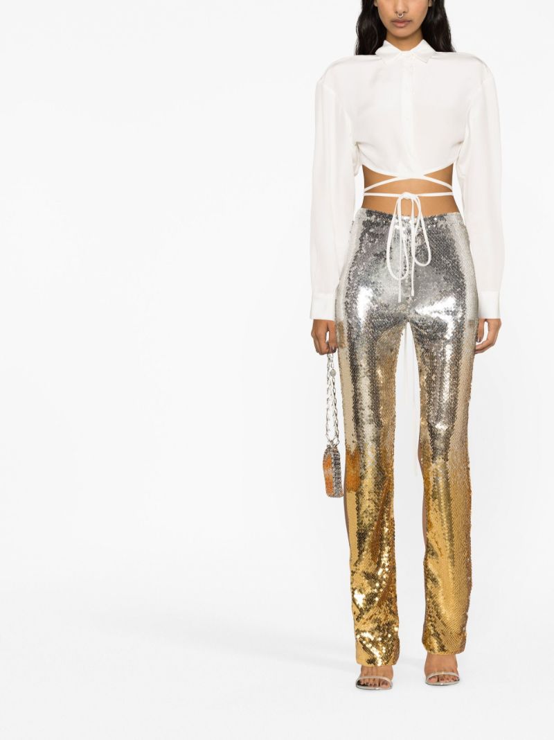 Gold-tone Sequin Embellished Trousers