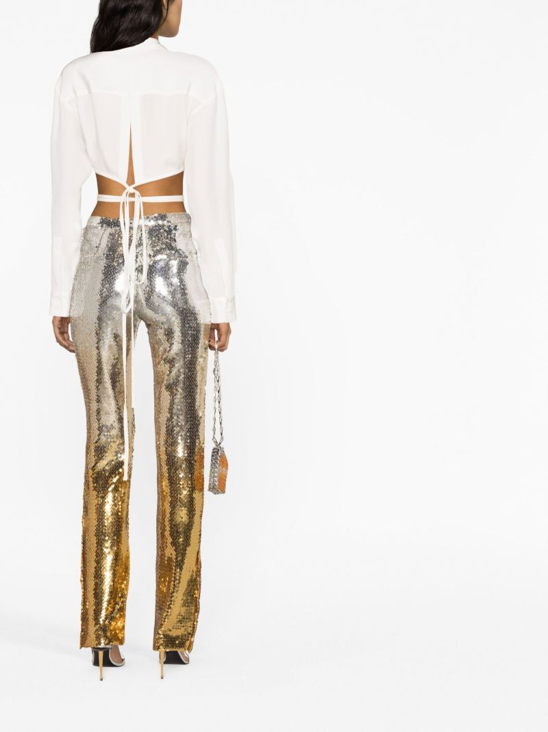 Gold-tone Sequin Embellished Trousers