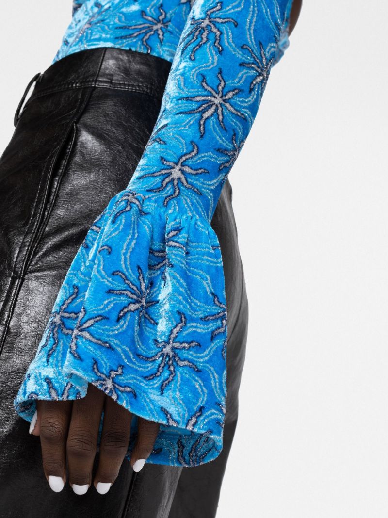 Blue Abstract Pattern Velvet Top