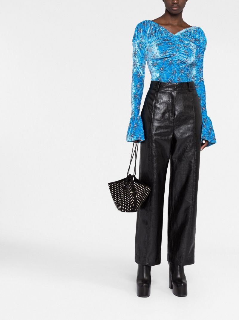 Blue Abstract Pattern Velvet Top