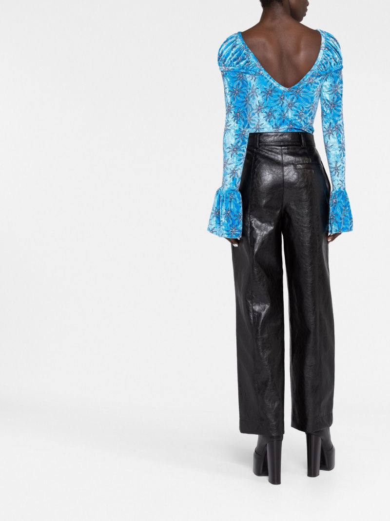 Blue Abstract Pattern Velvet Top