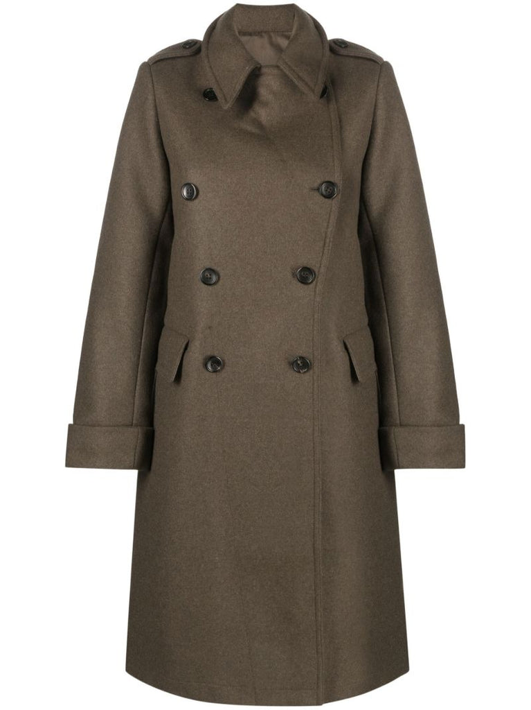 Green Double-breasted Button Coat