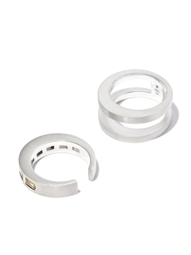 Sterling Silver Vault Double Arch Quartz Ring