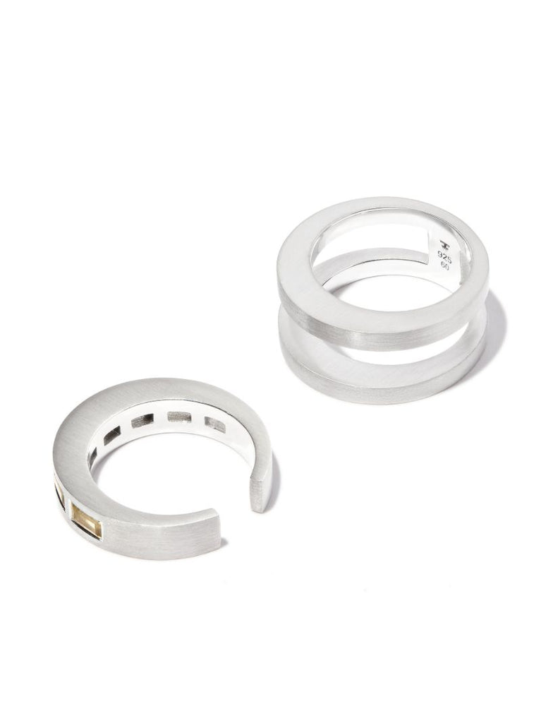 Sterling Silver Vault Double Arch Quartz Ring
